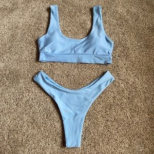 High Leg Blue Bikini Set